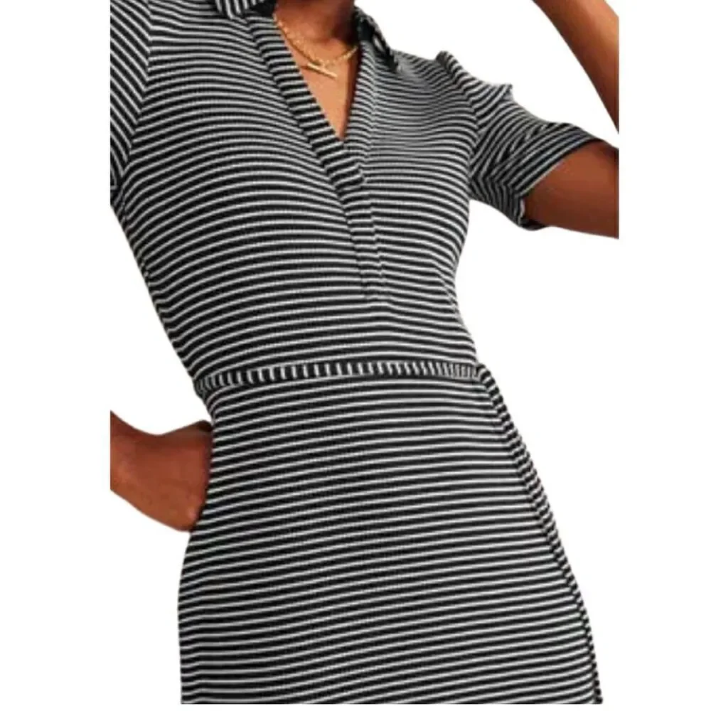 New! Boden Black and White Striped Knit Dress Sz 6P